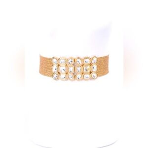 Plus Size Gold or Silver Rhinestone Straw Statement Belt